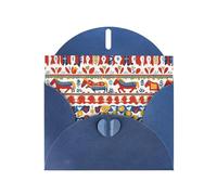 Blue Holiday greeting check blank card and pearl beautiful blank note block VVXBHGR Runner Swedish Dala Horse Folk Pattern