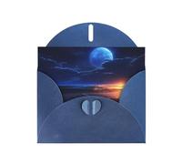 Blue Holiday greeting check blank card and pearl beautiful blank note block VVXBHGR Seaside moonlight Pattern