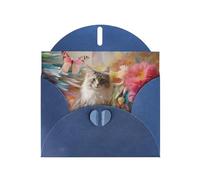 Blue Holiday greeting check blank card and pearl beautiful blank note block VVXBHGR Sitting grey cat Pattern