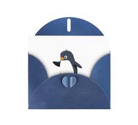 Blue Holiday greeting check blank card and pearl beautiful blank note block VVXBHGR Skateboard penguin Pattern