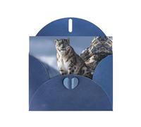 Blue Holiday greeting check blank card and pearl beautiful blank note block VVXBHGR Snow Leopard on the Mountain Pattern