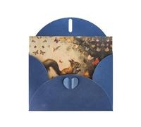 Blue Holiday greeting check blank card and pearl beautiful blank note block VVXBHGR Squirrel chasing butterflies Pattern