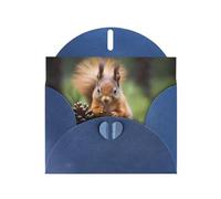 Blue Holiday greeting check blank card and pearl beautiful blank note block VVXBHGR Squirrel holding a pinecone Pattern