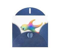 Blue Holiday greeting check blank card and pearl beautiful blank note block VVXBHGR Starry sky big-eyed fish Pattern