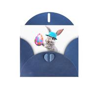 Blue Holiday greeting check blank card and pearl beautiful blank note block VVXBHGR The animal holding an easter egg Pattern