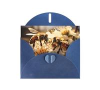 Blue Holiday greeting check blank card and pearl beautiful blank note block VVXBHGR The honeybee. Pattern