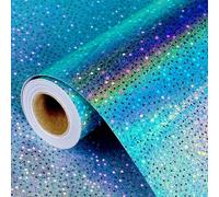 Blue Holographic Wrapping Paper Roll, 43cm x 10m Iridescent Shiny Metallic Foil Birthday Wrapping Paper for Women Men, Glossy Royal Blue Star Gift Wrap Paper for Birthday Wedding Baby Shower Christmas