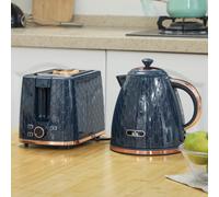 (Blue) HOMCOM Kettle and Toaster Set 1.7L Fast Boil Kettle & 2 Slice Toaster Set