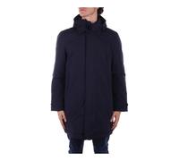 Blue Hooded Coat with Buttons and Zipper - male - Woolrich - Parkas - Blue - S - Coats S