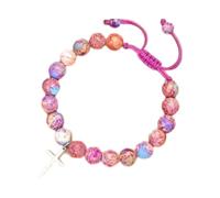 BLUE HOPE Chic Cross Beaded Bracelet for Men & Women - 8mm Natural Stone Crystal Pendant, Silver Cross Charm, Stylish Christian Jewelry, Trendy Gift for any Occasion, (Multiple Color Options), Dia