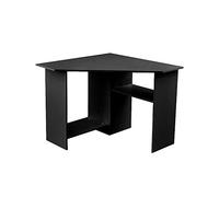 BLUE HORIZON Corner Computer Desk Small Wooden Workstation Desk Office Desk PC Laptop Table Gaming Study Writing Table with Shelf Storage Black