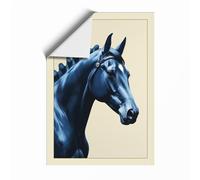 Blue Horse in Profile Modern Unframed Wall Art Print A4 (29.7×21cm), Wall Decor for Living Room, Bedroom, Office & Home, Art Gift