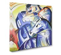 Blue Horses by Franz Marc Canvas Print | Gallery Wrapped 30mm Frame Wall Art | 14x14 inches | Ready to Hang | Modern Animals Picture | Living Room Bedroom Lounge Office