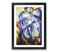 Blue Horses by Franz Marc Framed Print | A2 Black Framed Wall Art | Ready to Hang | Modern Animal Picture | Living Room Bedroom Lounge Office