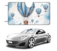 Blue Hot Air Balloon Car Windshield Sun Shade Keep Car Interior Cool 55"x30" Folding Front Window Sun Shade, Heat Shield for SUV, Truck, Blocks UV