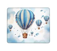 Blue Hot Air Balloon Mouse Pad with Stitched Edge, Comfortable Mouse Pads with Non-Slip Rubber Base Gaming Mouse Mat Washable Mousepads Computers Laptop Desk Accessories for Office 9.4"x7.9"
