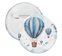 Blue Hot Air Balloon Tinplate Badge Personalized Round Brooch Large Craft Button Suitable for Teachers, Nurses, Doctors, Staff, Party Gift Accessories, 5PCS, Plastic, plastics