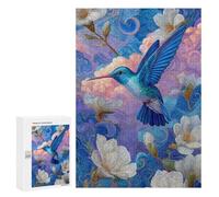 Blue Hummingbird in Floral Fantasy Puzzle 1000 Teile Schwer Puzzle Spielzeug Lernspiel Impossible Herausforderungsspielzeug Für Erwachsene Kinder 300 PCS