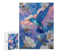 Blue Hummingbird in Floral Fantasy Puzzle 1000 Teile Schwer Puzzle Spielzeug Lernspiel Impossible Herausforderungsspielzeug Für Erwachsene Kinder 500 PCS