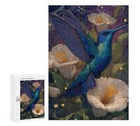 Blue Hummingbird in Flowers Puzzle 1000 Teile Schwer Puzzle Spielzeug Lernspiel Impossible Herausforderungsspielzeug Für Erwachsene Kinder 300 PCS