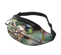 Blue Humpback Whale Fanny Pack for Women Men Fashion Waist Pack Adjustable Belt Bag for Workout Running Travelling Casual Waist Bag, Dragonfly Insects Flowers, One Size