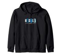 Blue Hustle Harder Blue Graphic Zip Hoodie
