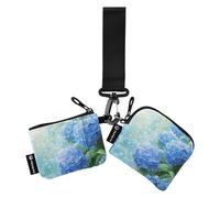 Blue Hydrangea Motto Spring Women's Coin Purses Card Cases Mini Fashion Zipper Wallet Coin Bag with Zipper Pocket for Ladies Girls 2 Packs, Blue Hydrangea Motto Spring, One Size, Art Deco