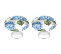 Blue Hydrangea Pattern Cabinet Knobs, 2-Pack Silver Stainless Steel Drawer Pulls with Screws, Elegant Hardware for Dressers, Kitchen,Cabinets & Desks