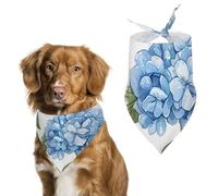 Blue Hydrangea Pattern Dog Bandanas - Cute Pet Scarf for Dogs Cats Triangle Kerchief Bibs Soft Breathable Pet Bandanas Fashion Accessory for Puppy Small Medium Large Pets