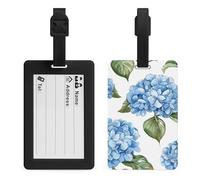 Blue Hydrangea Pattern Luggage Tags for Suitcases Personalized Luggage Tags Business Card Holder Travel ID Bag Tag with Address Card Quick Spot Baggage Identifier for Carry On