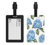 Blue Hydrangea Pattern Luggage Tags Suitcases - TPU Travel Bag Tags with Name Id Label and Black Loop - Unique Cute Id Labels for Women Men Suitcase Baggage Bag Backpack Instrument