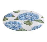 Blue Hydrangea Pattern Round Area Rug Non Slip Backing Doormat Water Absorbent Plush Throw Low-Pile Non-Slip Floor Mat Carpet for Living Room Bedroom Entryway Nursery Room 90 * 90cm