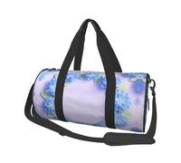 Blue Hydrangea Pattern Travel Duffel Bag Sports Gym Bag, Lightweight Overnight Weekender Bag With Shoes Compartment Yoga Gym Sports Bag For Men Women