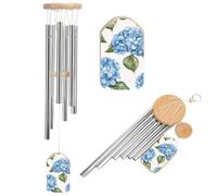 Blue Hydrangea Pattern Wind Chimes for Outside Memorial Tuned Outdoor Windchimes Large Garden Decor Wind Chime with Melodious Sound for Mom Dad Grandma Home Garden Patio Decor