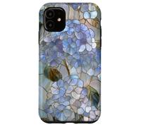 Blue Hydrangea Stained Art Deco Wildflower Floral Vintage Case for iPhone 11