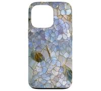 Blue Hydrangea Stained Art Deco Wildflower Floral Vintage Case for iPhone 13 Pro