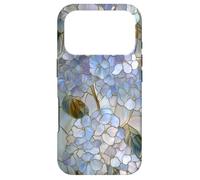 Blue Hydrangea Stained Art Deco Wildflower Floral Vintage Case for iPhone 17 Pro