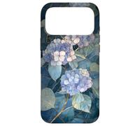 Blue Hydrangea Stained Art Deco Wildflower Floral Vintage Case for iPhone 17 Pro Max
