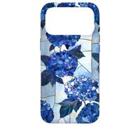 Blue Hydrangea Stained Art Deco Wildflower Floral Vintage Case for iPhone 17 Pro Max