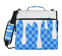 Blue Ice Cream Plaid Checked 1.5-Inch 3-Ringing Organizer Binder with Handle and Removable Shoulder Strap Laege Capacity School Binders Organizer for School Organizadores de suministros escolares