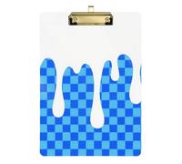 Blue Ice Cream Plaid Checked Acrylic Nurse Pocket clipboard Standard Letter A4 Size Waterproof for First Year Teacher Must Haves Gold 12x9in Tablas para escribir