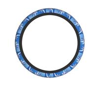 Blue Ice Crystals Printed Steering Wheel Cover Elastic Stretch Car Wheel Wrap Breathable Non-Slip Steering Wheel Protector for Car Truck SUV