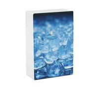 Blue Ice Cube Background Cigarette Case - Waterproof & Crush Proof Cigarette Holder Case for 20 King Size Cigarettes, Portable Pocket Size Travel Box for Men & Women