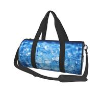 Blue Ice Cube Background Travel Duffel Bag Sports Gym Bag, Lightweight Overnight Weekender Bag With Shoes Compartment Yoga Gym Sports Bag For Men Women