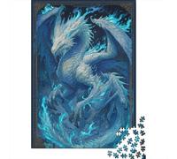 Blue Ice Dragon Art Print Jigsaw Puzzles Puzzle for Adults Kids. 1000 Piece Whimsical Challenge Toy Educational Game Home Decoration for Adults& Kids Age 14 Years Up 38x26cm/1000pcs