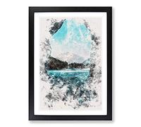 Blue Ice Tunnel Watercolour Framed Print | A2 Black Framed Wall Art | Ready to Hang | Modern Landscape Picture | Living Room Bedroom Lounge Office
