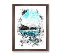 Blue Ice Tunnel Watercolour Modern Framed Print | A2 Walnut Framed Wall Art | Ready to Hang | Modern Landscape Picture | Living Room Bedroom Lounge Office