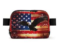 Blue Ice Water Glass Cup Fanny Pack Crossbody Waist Bag Pack Waterproof Mini Belt Bag Bum Hip Bag for Men Women, American Flag Stars, One Size