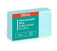 Blue Index Cards 4x6 Lined Ruled Flash Note Cards 100 Count, 220 GSM Heavy Weight