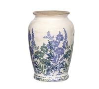 Blue Indigo Garden Traditional Vase 14.5x21x14.5cm Flower Crackle Ceramic Decoration Urn Pot